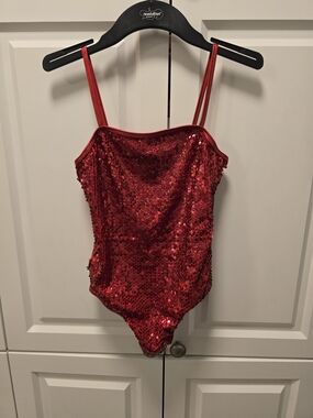 Double Platinum Sequin Camisole Leotard CL Dance Costume Devil